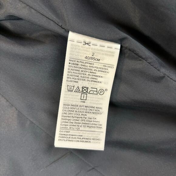 Banana Republic Blazer Womens 2 Navy Academia Preppy Business Plaid Windowpane - Picture 7 of 12